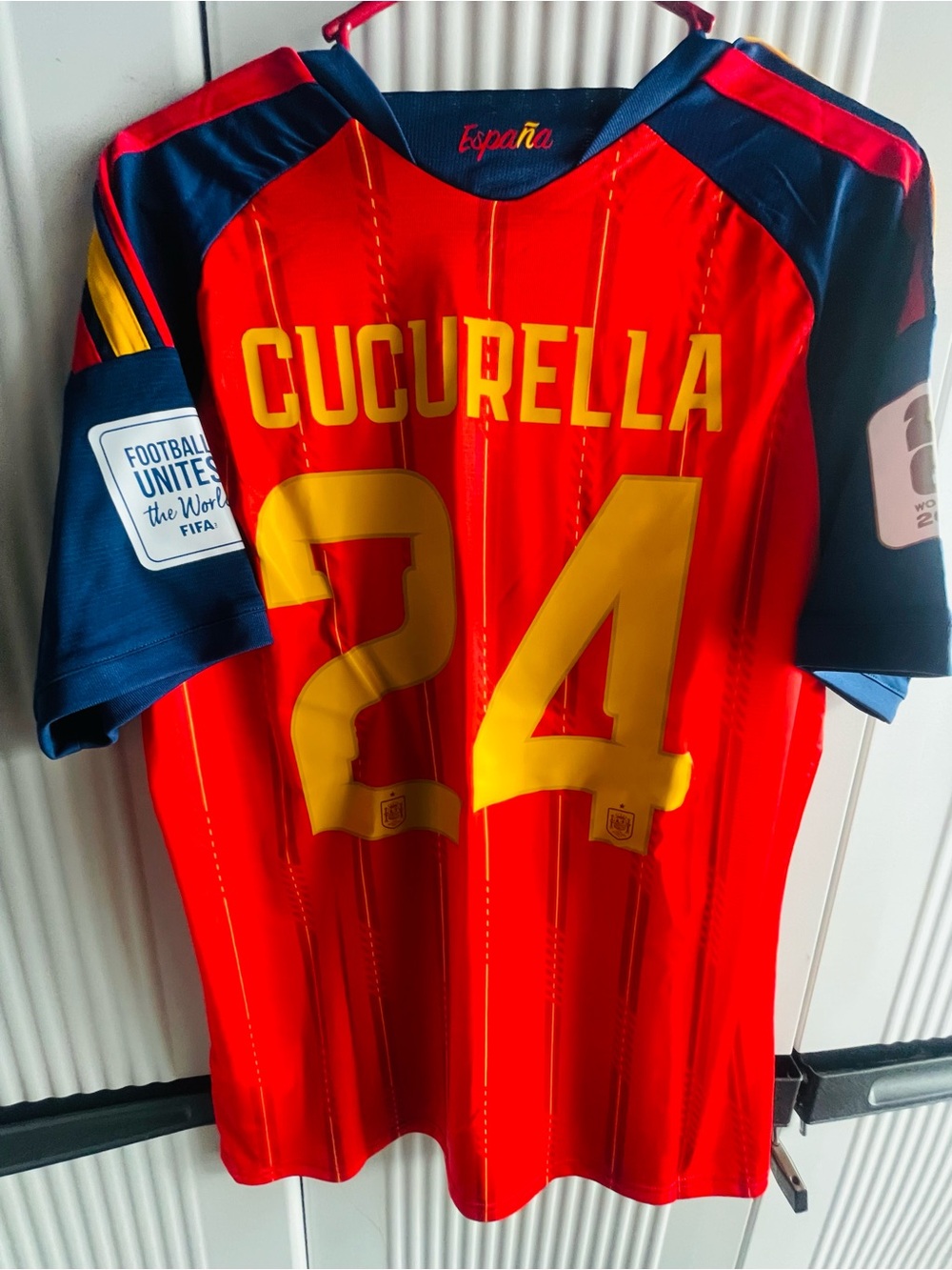 adidas Spain Red & Navy CUCURELLA #24 Replica Football Jersey